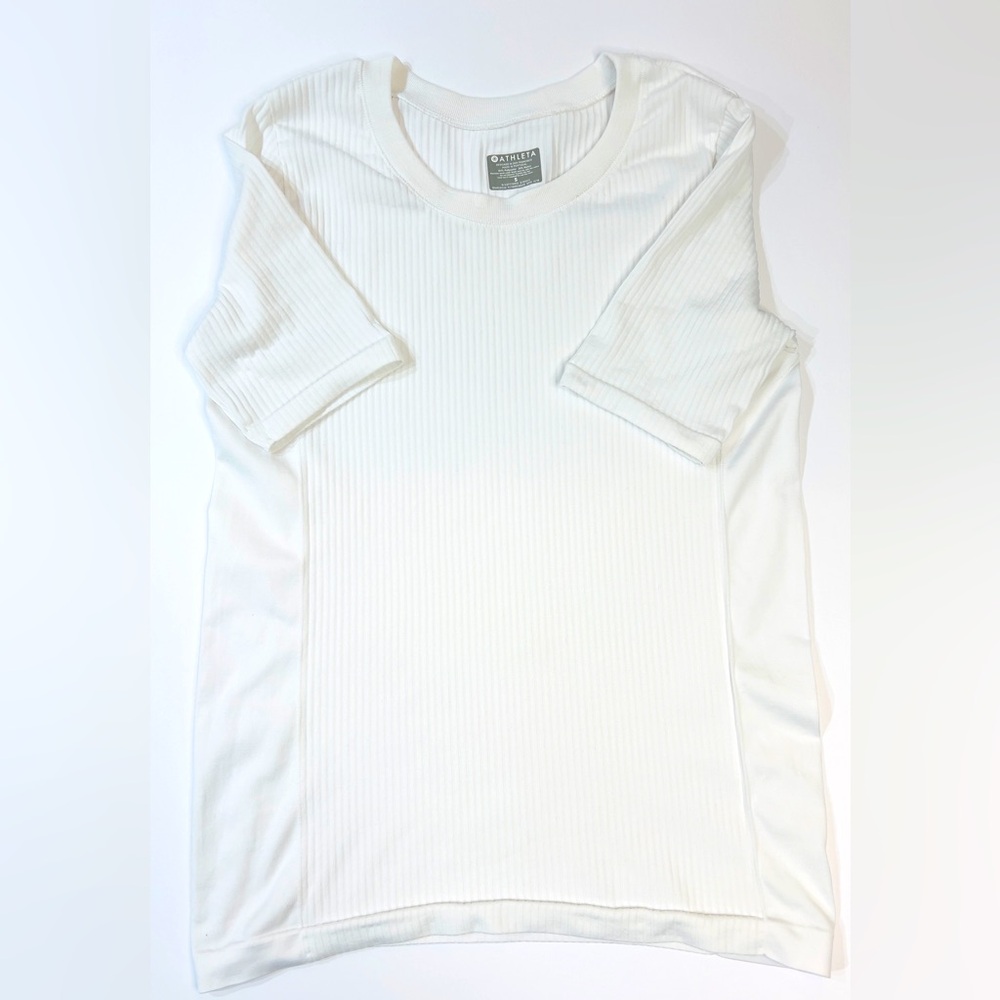Athleta Renew Seamless Ribbed Short Sleeve Tee, White, Size S